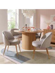 "Carina 120cm Round Dining Table  4 Chairs Oak/Grey  Kitchen Set - Free Delivery " - thumbnail 1