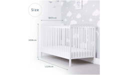 "Baby Elegance Starlight Baby Cot with Mattress White Newborn Crib Bed " - thumbnail 4