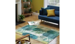 "Habitat Eden Leaf Tile Green Flatweave Rug - 170x120cm " - thumbnail 3