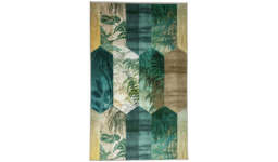 "Habitat Eden Leaf Tile Green Flatweave Rug - 170x120cm " - thumbnail 1