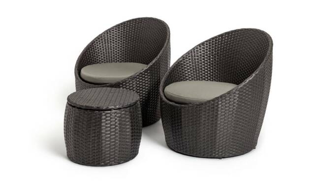 Habitat 2 Seater Wicker Barrel Bistro Set Charcoal Stylish and Cozy Outdoor Set