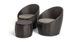 Habitat 2 Seater Wicker Barrel Bistro Set Charcoal Stylish and Cozy Outdoor Set - thumbnail 1