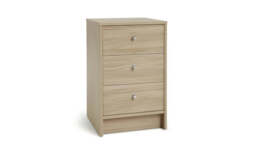"Malibu 3 Drawer Bedside Table Beech Effect Compact Storage Organiser " - thumbnail 1