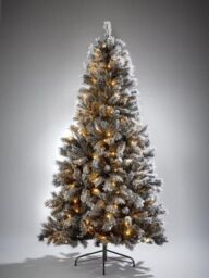7ft Black Forest Flocked Pre-Lit Christmas Tree Festive Holiday Decor Snow Decor