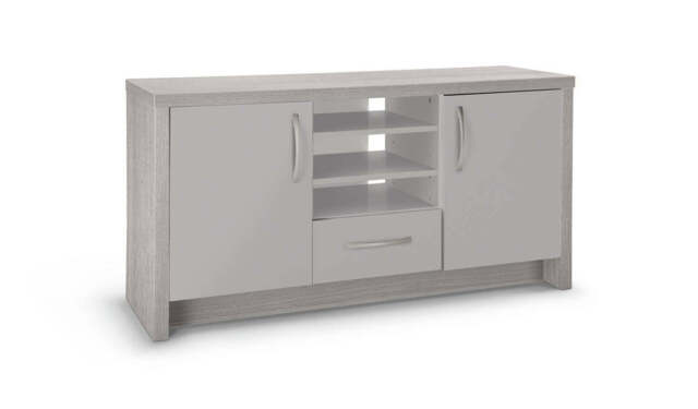 "Venice 2 Door 1 Drawer Low Sideboard - Grey "