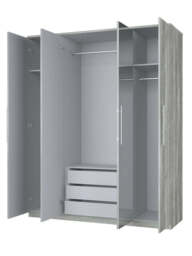 "Prague 4 Door Wardrobe With Mirrors and Drawers Grey - Bedroom Storage " - thumbnail 6