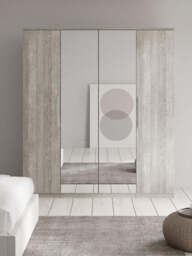 "Prague 4 Door Wardrobe With Mirrors and Drawers Grey - Bedroom Storage " - thumbnail 1