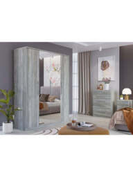 "Prague 4 Door Wardrobe With Mirrors and Drawers Grey - Bedroom Storage " - thumbnail 3