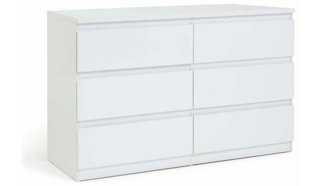 "Jenson 6 Drawer Chest White Gloss Storage Organiser Bedroom Furniture "