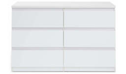 "Jenson 6 Drawer Chest White Gloss Storage Organiser Bedroom Furniture " - thumbnail 4