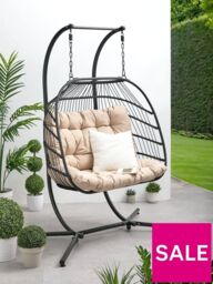 "Nova 2 Seater Swing - Black Stylish Comfortable Outdoor Seating for Any Garden " - thumbnail 1