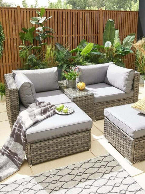 "Aruba 2-Seater Modular Sofa Set Garden Furniture Grey Durable and Cozy "