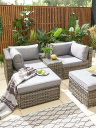 "Aruba 2-Seater Modular Sofa Set Garden Furniture Grey Durable and Cozy " - thumbnail 1