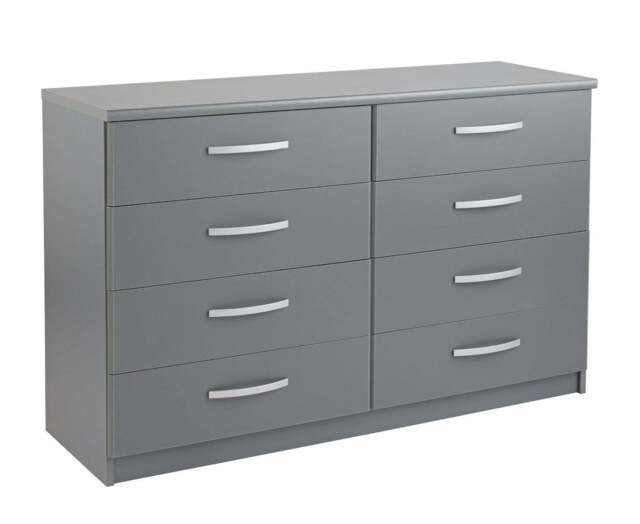 "Hallingford Grey 4+4 Drawer Chest Storage Organiser Bedroom Furniture "