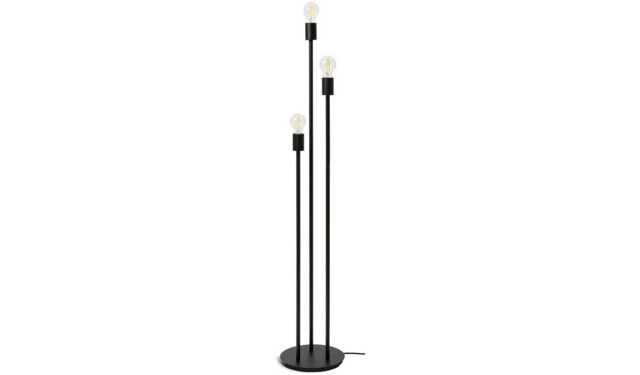 "Exposed Bulb 3 Light Floor Lamp Black Modern Industrial Living Room "