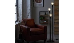 "Exposed Bulb 3 Light Floor Lamp Black Modern Industrial Living Room " - thumbnail 5