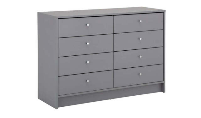 "Malibu 8 Drawer Chest Grey Spacious and Stylish Bedroom Storage "