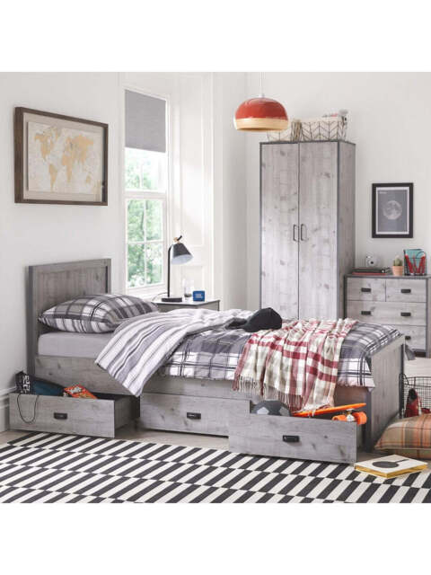 Jackson Single Storage Bed Weathered Grey Children Furniture Space
