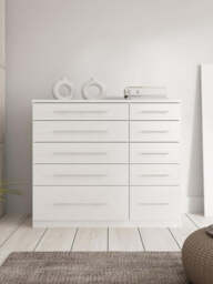 "Home Essentials Prague 5 + 5 Graduated Chest of Drawers White Ash FAST DELIVERY " - thumbnail 1