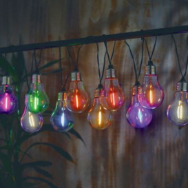 Light Bulb Solar Garden String Lights Decoration 10 Multicolour LED - 3.8m by Bright Garden