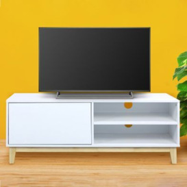 Malmo Large TV Unit White 1 Door 2 Shelves