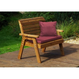 Traditional Garden Bench by Charles Taylor - 2 Seats Burgundy Cushions