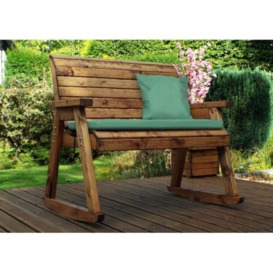 Scandinavian Redwood Garden Bench by Charles Taylor - 2 Seats Green Cushions