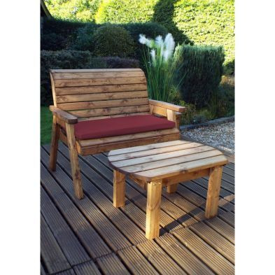 Deluxe Garden Furniture Set by Charles Taylor - 2 Seats Burgundy Cushions