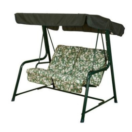 Cotswold Garden Swing Seat by Glendale - 2 Seats Green & White Cushions