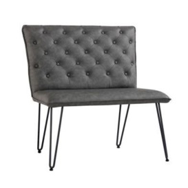 Urban Chesterfield Compact Bench Metal & Faux Leather Grey