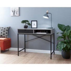 Telford Console Table Metal & Wood Grey 1 Shelf 1 Drawer