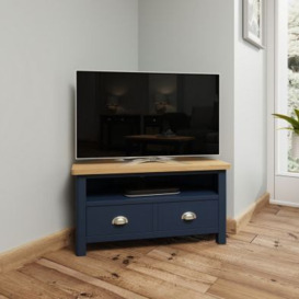 Westbridge TV Unit Oak Blue 1 Shelf 1 Drawer