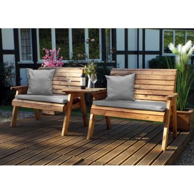 Scandinavian Redwood Garden Tete a Tete by Charles Taylor - 4 Seats Grey Cushions