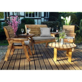 Scandinavian Redwood Garden Patio Dining Set by Charles Taylor - 4 Seats Grey Cushions