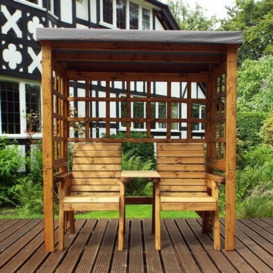 Scandinavian Redwood Garden Arbour by Charles Taylor - 2 Seats Grey Cushions