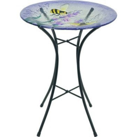 Two Bees Glass Bird Bath With Stand