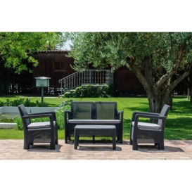 Tarifa Garden Patio Dining Set by Keter - 4 Seats Grey Cushions