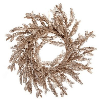Wreath Christmas Decoration Gold with Glitter Pattern - 50cm