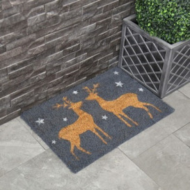 Doormat Christmas Decoration Grey with Reindeer Pattern - 60cm by Wensum