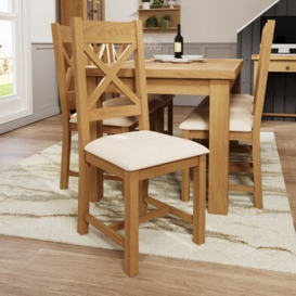Pair of Cotswold Dining Chairs Cross Back Oak Natural