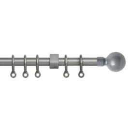 Simply 120-210cm Extendable Curtain Pole Set Ball Finial Silver - 13-16mm