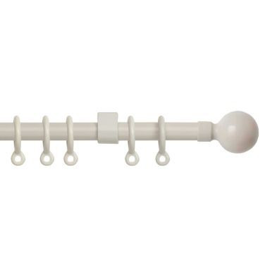 Simply 120-210cm Extendable Curtain Pole Set Ball Finial Cream - 13-16mm