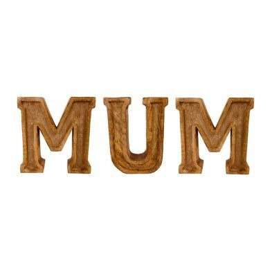 Mum Letters Wood with Embossed Pattern - 56.5cm