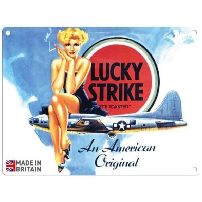 Vintage Lucky Strike Cigarettes Sign Metal Wall Mounted - 45cm