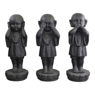 See No Evil, Hear No Evil Monks Statue Polyresin with Stone Pattern - 55cm