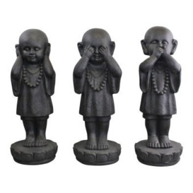 See No Evil, Hear No Evil Monks Statue Polyresin with Stone Pattern - 55cm