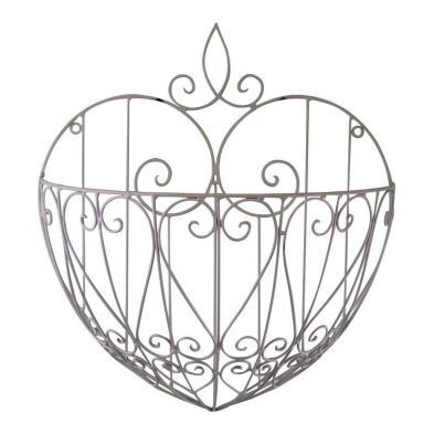 Heart Planter Metal Silver Wall Mounted - 39cm