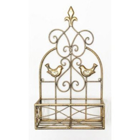 Planter Metal Gold with Bird Pattern Wall Mounted - 53.3cm