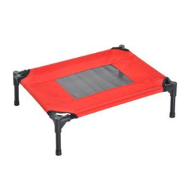 Pawhut Elevated Pet Bed Portable Camping Raised Dog Bed With Metal Frame Black Red (Small)