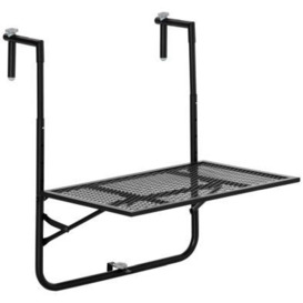 Outsunny Balcony Hanging Table Metal Wall Mount Desk Adjustable Folding Balcony Deck Table For Patio And Garden Black